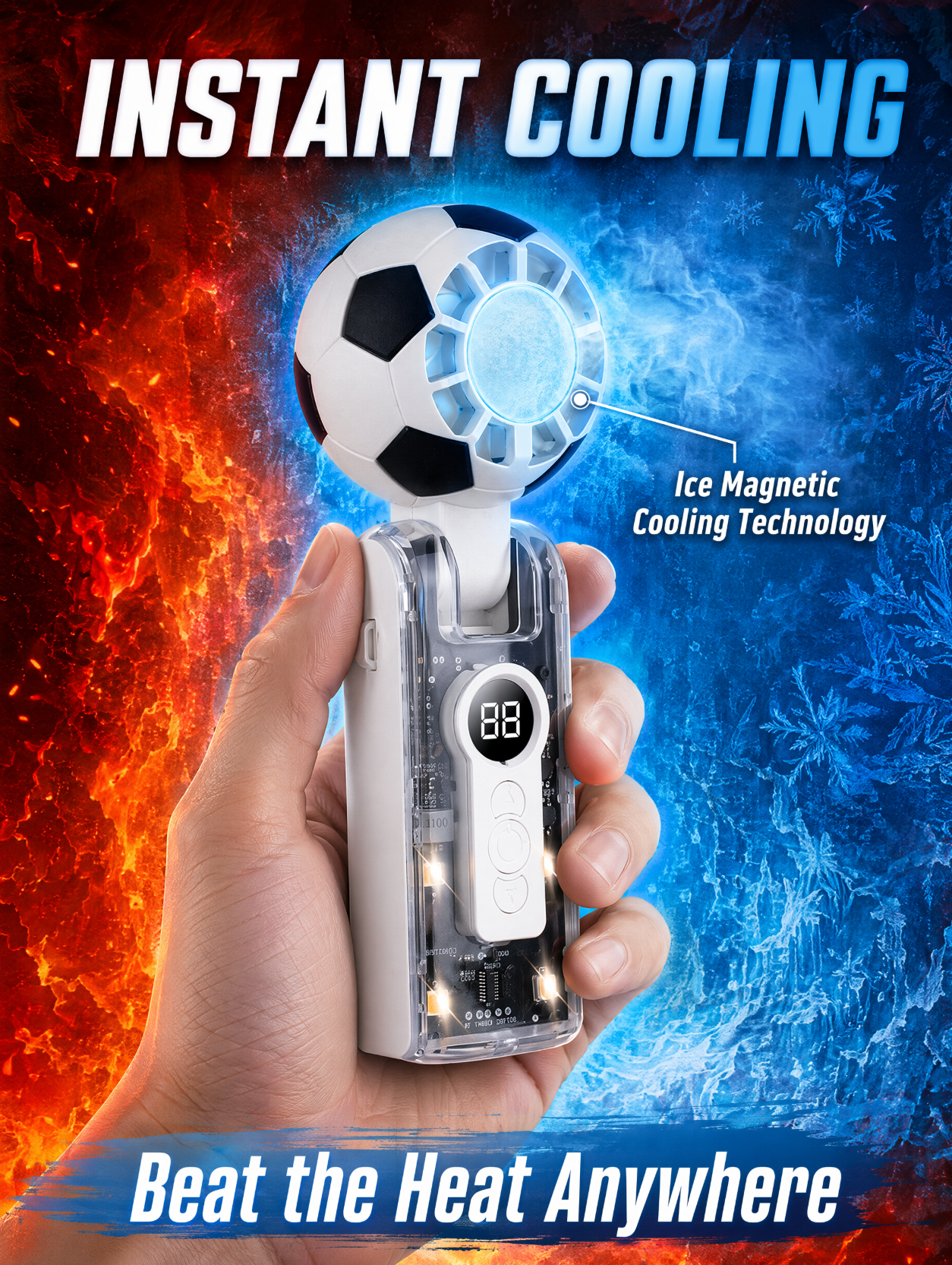 Soccer-shaped Ice Cooling Handheld Fan