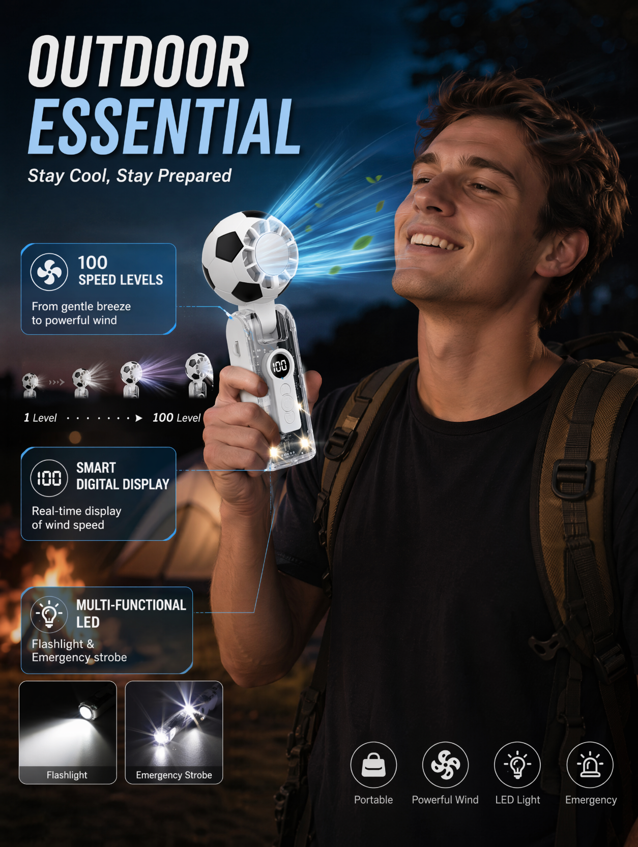 Soccer-shaped Ice Cooling Handheld Fan