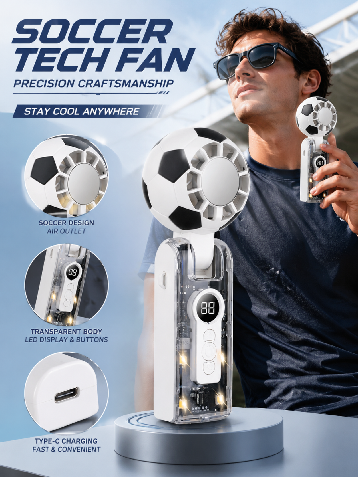Soccer-shaped Ice Cooling Handheld Fan